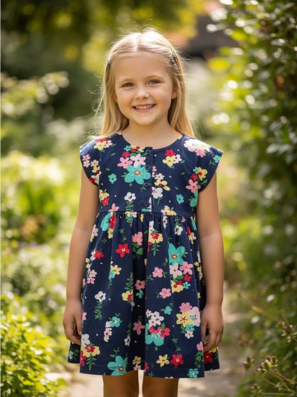 Hanna Andersson Girls Floral Dress Size 6-7 / 120cm